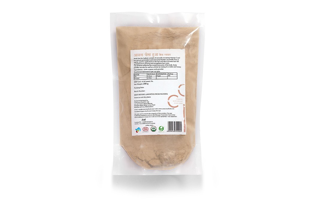 Conscious Food Indian Gooseberry Awla Powder Organic   Pack  200 grams